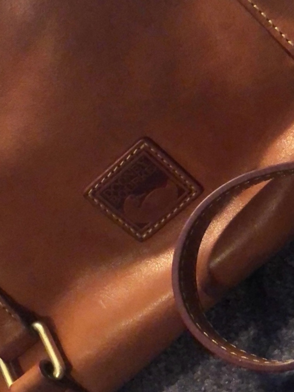 Dooney & Bourke Cognac Leather Satchel with Gold Hardware - Picture 9 of 13